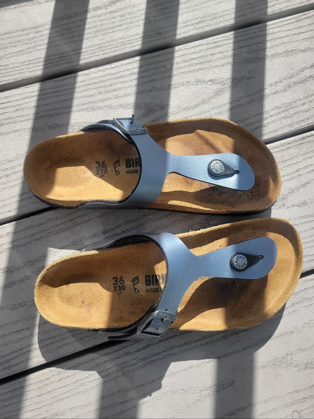 Birkenstock Kids Young Adult Metallic Blue Thong Sandals Size 36